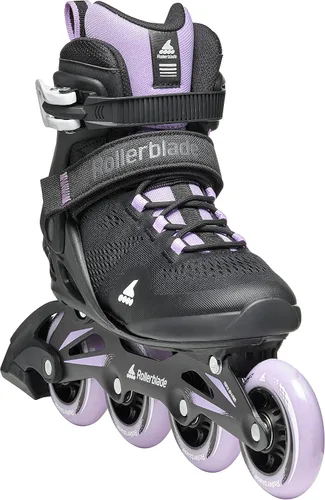 Vista 4 de Rollerblade Macroblade 84 Patines en línea para mujer, color negro y lavanda, patines en línea de rendimiento