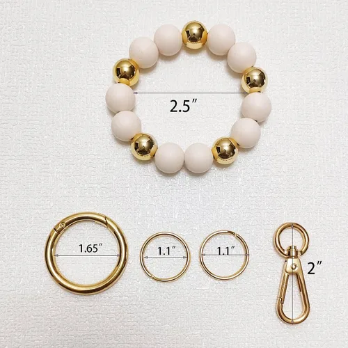 Vista 3 de Llavero de silicona con cuentas para mujer, pulsera elástica para llavero