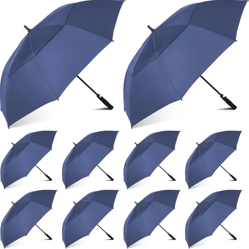 Vista 9 de Jexine Paraguas grande de golf abierto automático de 62 pulgadas, doble toldo, resistente al viento, impermeable, resistente, para hombres, mujeres
