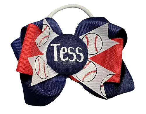 Vista 3 de Softball Glitter Hair Name Bow - Black and Gold, Match Team and School Spirit Wear