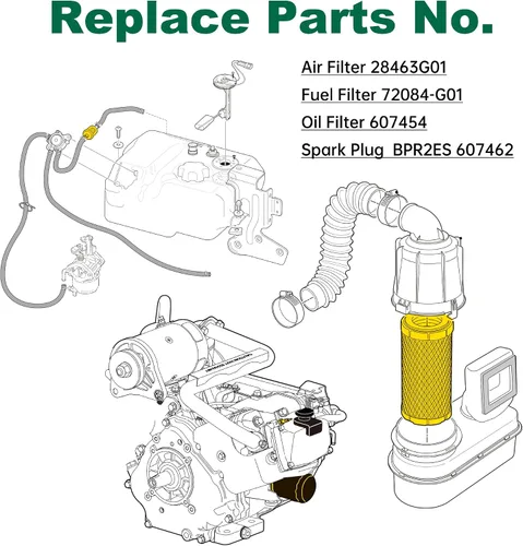 Vista 4 de 10L0L Kit de afinación para carrito de golf EZGO RXV 2008 en adelante y TXT 2010 en adelante con motor Kawasaki, filtro de aceite de combustible