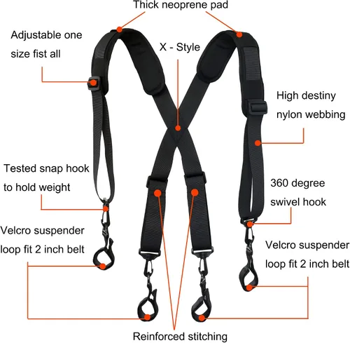 Vista 2 de Arnés de cinturón de herramientas acolchado ajustable para hombre, Negro -, Adulto