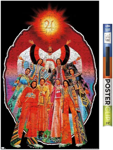 Vista 17 de Earth Wind & Fire - Póster de pared con banda, 22.4 pulgadas de largo x 14.7 pulgadas de ancho, versión enmarcada de madera de granero