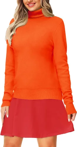 Vista 4 de AOBUTE Adult Halloween Costume Orange Turtleneck Sweater for Women Detective Knit Pullover Top
