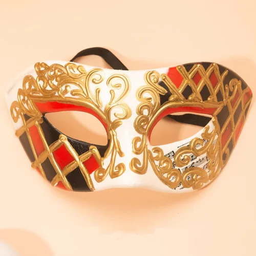 Vista 4 de Seglorwy Máscara de mascarada para hombre, estilo vintage, veneciano, Mardi Gras, Halloween, Navidad, fiestas (música blanca)