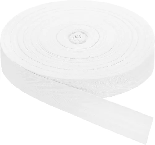 Vista 20 de uxcell Cinta de sarga, 1 cinta de tela de algodón de 11 yardas x 0.315 in, rollo de cinta de espiga para ropa, accesorios, bolsas (beige y blanco)