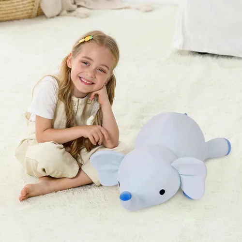 Vista 7 de OurHonor Animales de Peluche con Peso, Peluche de Elefante con Peso de 4.2lbs de 24 Pulgadas de Felpa Suave, Almohada de Elefante de Peluche