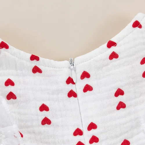 Vista 5 de Disfraz de tutú de tul de manga larga con estampado de corazón de terciopelo para niñas pequeñas, ropa de San Valentín
