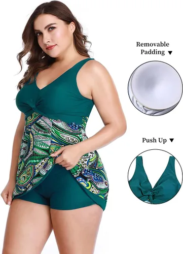 Vista 7 de MiYang Traje de baño acolchado de cintura alta con estampado de talla grande para mujer