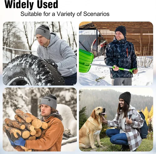 Vista 5 de Wmcaps Gorros de invierno para hombres y mujeres, gorro de invierno con forro polar cálido