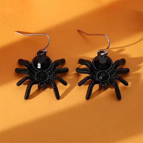 Vista 2 de Aretes colgantes de araña de Halloween para mujeres y hombres, decoraciones de disfraces de Halloween de miedo, suministros de recuerdos de fiesta