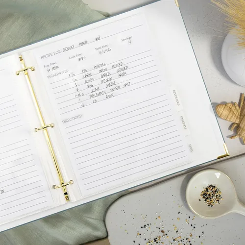 Vista 8 de Carpeta estética de recetas de 8.5 x 11 pulgadas con cubierta impermeable, el libro de recetas perfecto con fundas de plástico para escribir tus