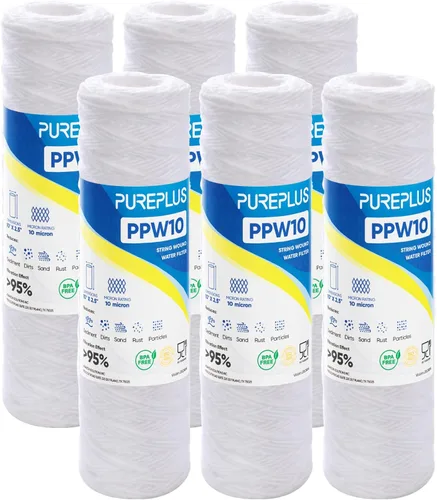 Vista 11 de PUREPLUS Filtro de sedimentos para heridas de cuerda para toda la casa de 10 micrones de 10 x 2.5 pulgadas para agua de pozo, cartucho de repuesto