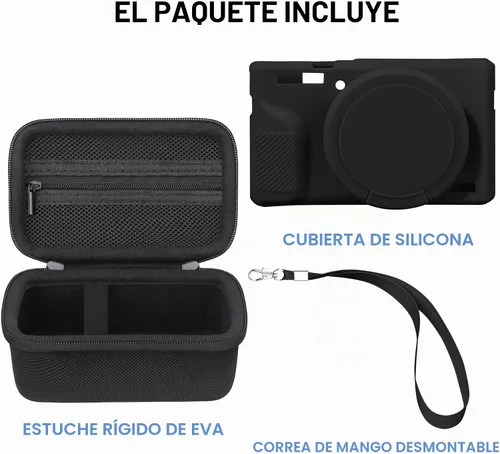 Vista 2 de Canboc Funda para cámara digital Canon PowerShot G7X Mark III, 1 funda rígida de transporte + 1 funda de silicona suave con cubierta extraíble