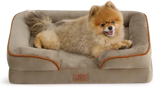Vista 56 de Bedsure - Cama para gatos de interior, sofá cama lavable para perros muy pequeños, espuma de soporte con funda extraíble y lavable, forro Gris