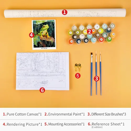 Vista 4 de TUMOVO Pintura por números para adultos y niños, rana sentada en una rama, pintura por números, pinturas al óleo, artes y manualidades, kits