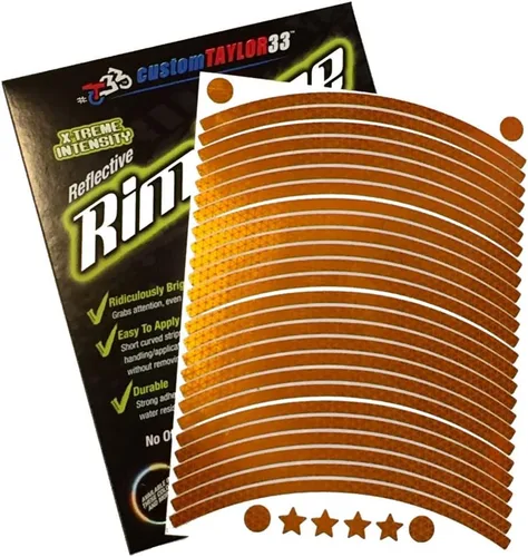 Vista 3 de customTAYLOR33 (Todos los Vehículos Naranja Grado de Alta Intensidad Cintas Reflectantes de Seguridad para Llantas con Derechos de Autor