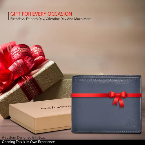 Vista 7 de NeoMonte Handmade RFID Leather Bifold Wallets For Men in Multiple Colors offering 9 Cards and 1 ID Slots