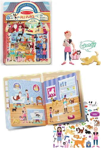 Vista 9 de Juego con pegatinas en relieve, de la marca Melissa & Doug, Libro de actividades "lugar de mascotas" con adhesivos acolchados