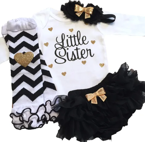 Vista 5 de Traje personalizado de baby girl para baby shower, con nombre personalizado con purpurina y corazón, tutú con diadema y calentadores de piernas