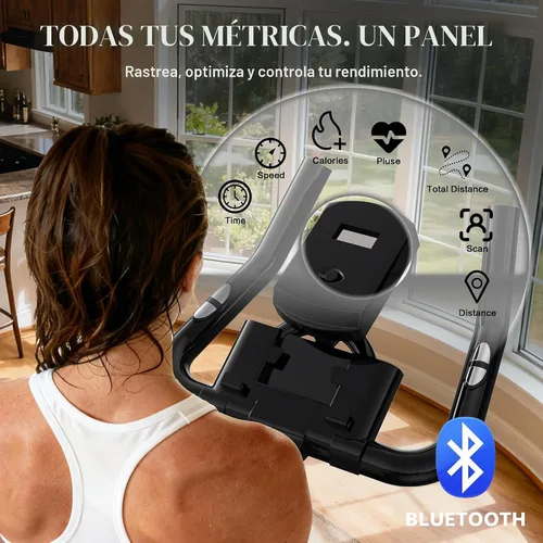 Vista 2 de Bicicleta estática para interiores con Bluetooth, bicicleta de ciclismo para gimnasio en casa, capacidad de peso de 300 libras, asiento 2-Naranja