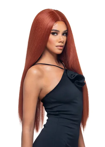 Vista 2 de Vivica A. Fox WNB-2, mezcla de cabello humano, peluca de encaje frontal, color 530, vino tinto