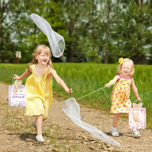 Vista 5 de Leinuosen Juego de 32 piezas de recuerdos de fiesta de mariposas, 16 bolsas de agradecimiento y 16 llaveros de mariposa para baby showers, regalos