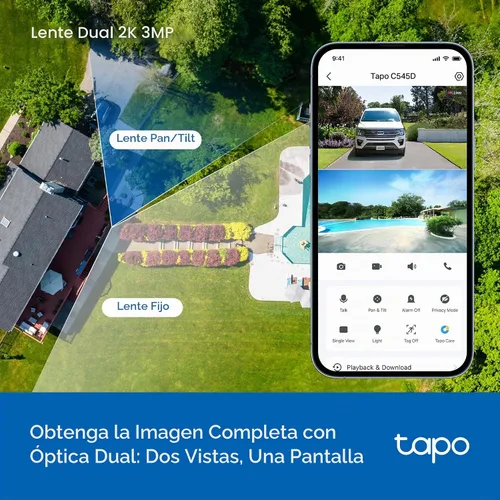 Vista 2 de Tapo 2K Outdoor Dual Lens Pan/Tilt Wireless Security Camera, C545D