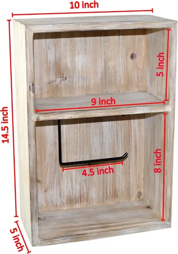 Vista 5 de Soporte de papel higiénico para montaje en pared, dispensador de rollo de papel de seda decorativo, estante flotante, gabinete empotrado