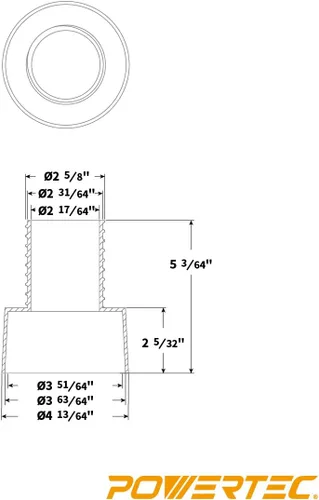 Vista 4 de POWERTEC 70171 Adaptador de acoplador rápido de recolección de polvo roscado, 4 x 2-1/2", negro