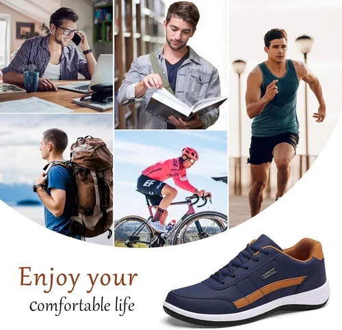 Vista 6 de Unybwonn Tenis casuales para hombre, cómodos zapatos de moda para caminar, tenis transpirables con cordones para correr, zapatos ligeros para hombre