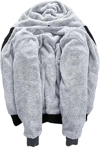 Vista 3 de ZITY - Sudadera de invierno con capucha y cremallera para hombre, chaqueta abrigada de vellón, con forro de Sherpa
