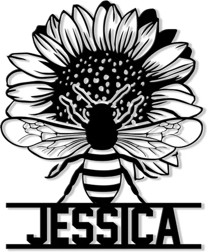 Vista 12 de Letrero de metal personalizado de abeja, cartel colgante de abeja de miel, porche de bienvenida al aire libre, valla de pared con nombre