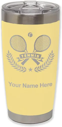 Vista 13 de LaserGram Personalized 20oz Tumbler, Tennis Rackets (Black) Engraved Gift for Tennis Players, Vacuum Insulated Stainless Steel, Laser Engraved