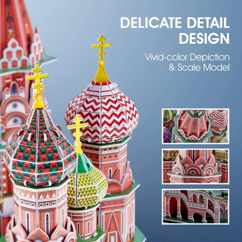 Vista 3 de CubicFun World's Great Architectures Figura de edificio, Led Catedral de San Basilio