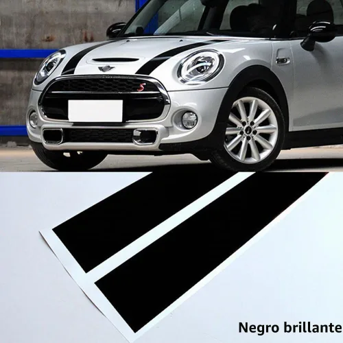 Vista 2 de Calcomanía de vinilo para capó de coche, diseño de rayas para Mini Cooper F55 2015 2016 f56 2014-2016 (negro brillante)