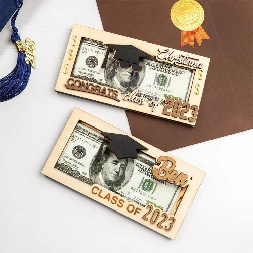 Vista 4 de Titular de regalo de dinero de graduación con nombre personalizado, caja de tarjetas de graduación, soporte para dinero de la clase de 2024, regalo