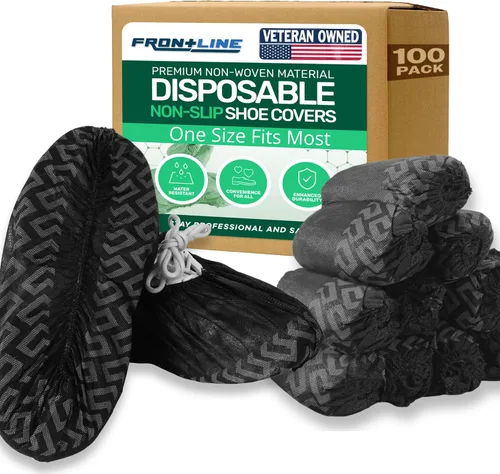 Vista 9 de Frontline Fundas para zapatos desechables antideslizantes, paquete de 100 unidades, fundas premium para botas de tela no tejida duraderas