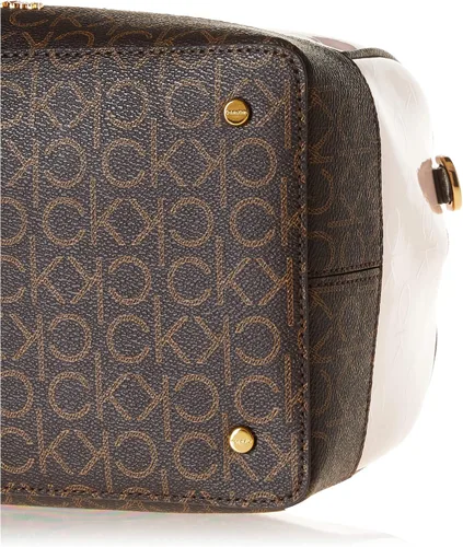 Vista 5 de Calvin Klein Ashley Barrel Satchel, cuadros negros y blancos