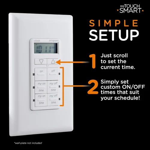Vista 6 de myTouchSmart Temporizador Digital Empotrado, 4 Botones Programables de Encendido/Apagado, 2 Botones Fáciles de Encendido/Apagado, Ciclos Diarios
