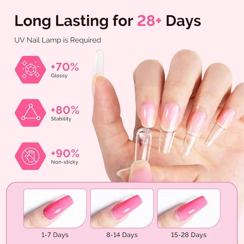 Vista 4 de MelodySusie Gel de Construcción Sólido para Uñas 3D 4 en 1 Antiadherente para Extensión UV para Uñas Acrílicas Transparente 60ML