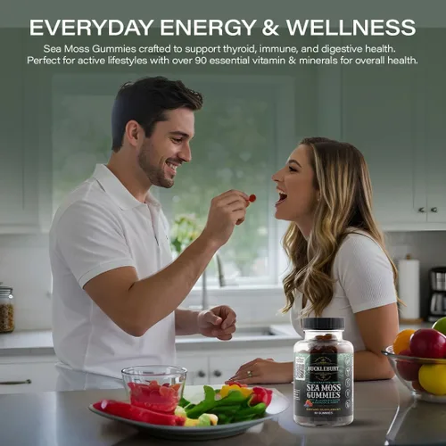 Vista 6 de BUCKLEBURY Wild Crafted - Gomitas de musgo marino irlandés con vejiga y raíz de bardana, multivitamínico masticable natural, veganas, para apoyo