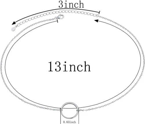 Vista 7 de Collar de plata esterlina S925, simple, delicada, ajustable de 13 a 16 pulgadas