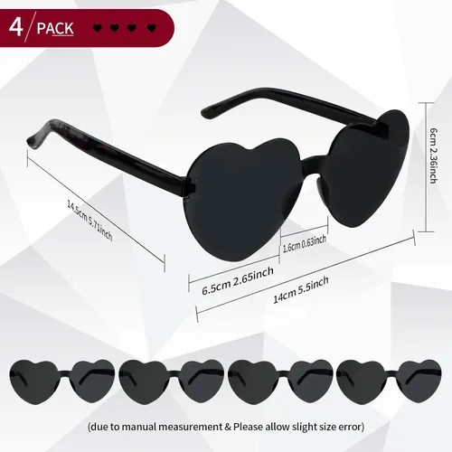 Vista 3 de Gafas de sol de corazón, Gafas de sol de corazón rosa, Gafas de corazón, Gafas en forma de corazón, Gafas de sol de corazón púrpura, Gafas de fiesta