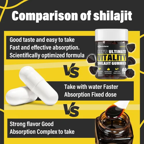 Vista 6 de Shilajit - Gomitas para hombres y mujeres Shilajit para hombres – Shilajit puro orgánico Alta potencia 85+ minerales traza y ácido fúlvico