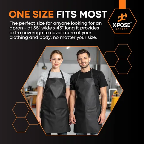 Vista 6 de Xpose Safety Heavy Duty Vinyl Waterproof Aprons, White - For Home, Industrial and Commercial Use - Chemical Resistant