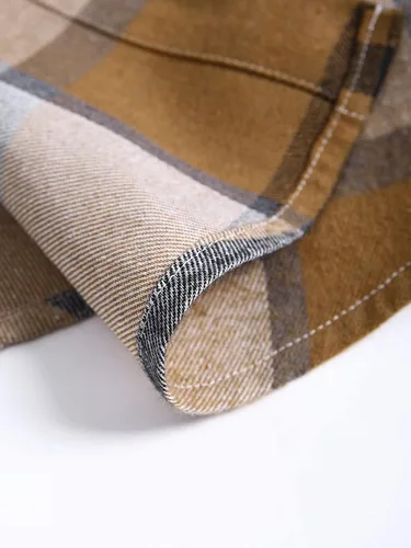 Vista 5 de OYOANGLE Camisas de franela de manga larga con botones y estampado a cuadros para hombre