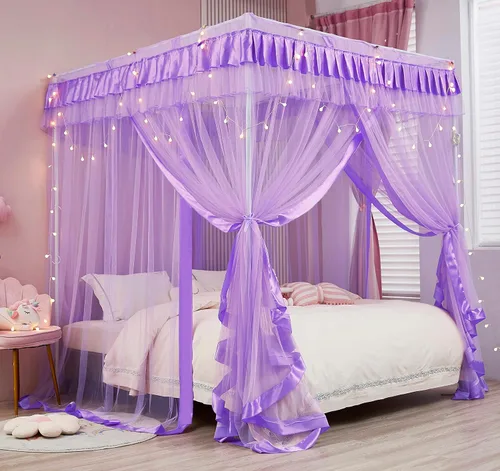 Vista 2 de Mengersi Dosel de Cama para Niñas, Cortinas de Dosel para Cama, Dosel para Cortinas de Cama, Cortinas de Cama de Princesa, Regalo de Cumpleaños