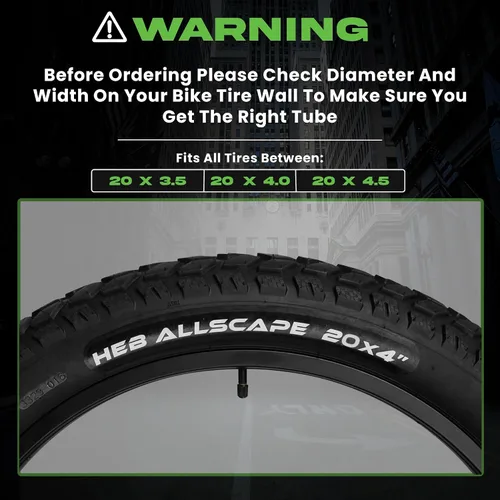 Vista 4 de HEB Fat Tire Tubes, Heavy Duty Bike Inner Tube, Schrader Valve, Ebike Tube