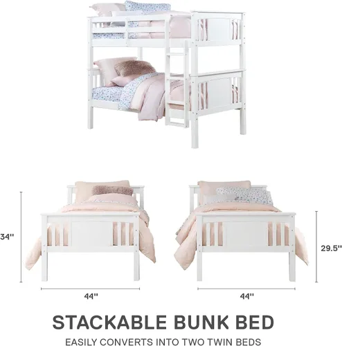 Vista 14 de Dorel Living Dylan - cama litera, individual, Madera, Blanco Espresso